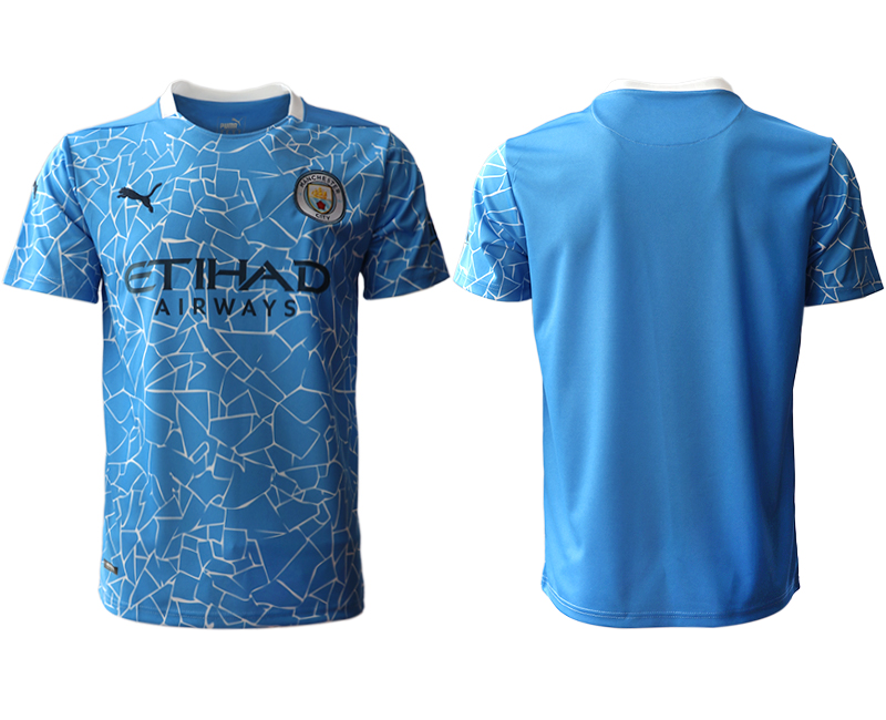 Men 2020-2021 club Manchester City home aaa version blank blue Soccer Jerseys->manchester city jersey->Soccer Club Jersey